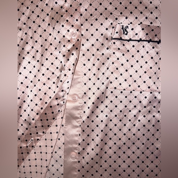 EUC Victoria’s Secret Black Polka Dot Long Sleeve Pink Pajama Pants Set Medium - Picture 12 of 15